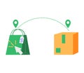 click and collect order, icon, receive order in pick up point, delivery services steps, e-commerce