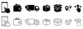 Click and collect order, vector icons set, online order, delivery truck, delivery service steps, pick up order at pickup point,