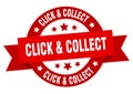 click & collect round ribbon isolated label. click & collect sign.