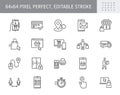 Click and collect service line icons. Vector illustration with icon - online shopping, qr code, basket, delivery Royalty Free Stock Photo