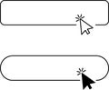 Click cursor button with hand pointer clicking. Click here web button sign. Isolated website buy or register bar icon with arrow Royalty Free Stock Photo