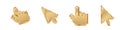 Click cursor 3d gold icon. Computer mouse pointer golden arrow Royalty Free Stock Photo