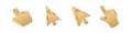 Click cursor 3d gold icon. Computer mouse pointer golden arrow Royalty Free Stock Photo