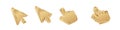 Click cursor 3d gold icon. Computer mouse pointer golden arrow Royalty Free Stock Photo