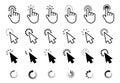 Click cursor set. Computer pointer hand and arrow icon. Press pick action element. Vector web interface elements. Royalty Free Stock Photo