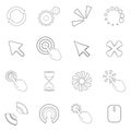 Click cursors icon set outline