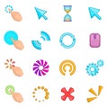 Click cursors icons set, cartoon style