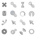 Click cursors icons set, monochrome style