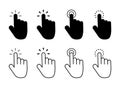 Click finger icon set. Hand touching of cursor. Choose pointer symbol for website, app. Black mouse pointer for technology