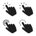Click finger icon set. Hand touching of cursor. Choose pointer symbol for website, app. Black mouse pointer for technology Royalty Free Stock Photo