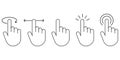 Click finger icon set on white background, vector touch finger