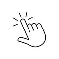 Click finger outline icon . Hand touching of cursor. Choose pointer symbol for website, app. Tap sign. Touch gesture icon on Royalty Free Stock Photo