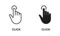 Click Gesture, Hand Cursor of Computer Mouse Line and Silhouette Icon Set. Pointer Finger Press or Point Pictogram Royalty Free Stock Photo