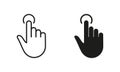 Click Gesture, Hand Cursor of Computer Mouse Line and Silhouette Icon Set. Pointer Finger Press or Point Pictogram Royalty Free Stock Photo
