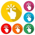 Click hand icon with long shadow Royalty Free Stock Photo