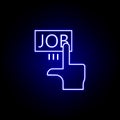 Click, hand, job icon. Elements of Human resources illustration in neon style icon. Signs and symbols can be used for web, logo, Royalty Free Stock Photo