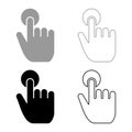 Click hand Touch of hand Finger click on screen surface icon set black color vector illustration flat style image