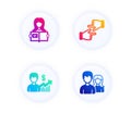 Click hands, Business growth and Woman read icons set. Couple sign. Direction, Earnings results, Girl studying. Vector