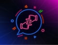 Click hands line icon. One finger palm sign. Vector