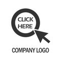 Click here with arrow company logo design template, Business illustration vector icon Royalty Free Stock Photo