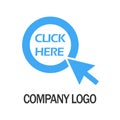 Click here with arrow company logo design template, Business illustration vector icon Royalty Free Stock Photo