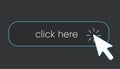 Click here banner. Web button with action of hand pointer. Click here, UI button concept. Vector Royalty Free Stock Photo