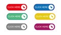 Click here button with arrow pointer clicking icon. Click here vector web button Royalty Free Stock Photo