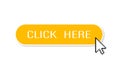 Click here button with arrow pointer icon. Flat vector illustration Royalty Free Stock Photo