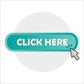 Click here button. Blue gradient Vector. Website call action. Cursor pointer symbol. Royalty Free Stock Photo