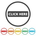 `Click Here` button, Click here icon, Click here sign, 6 Colors Included Royalty Free Stock Photo