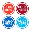 Click Here Button Colorful Web Icon Set Royalty Free Stock Photo