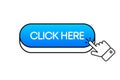 Click Here button. 3d style. Button with hand pointer clicking. Vector illustration. Royalty Free Stock Photo