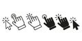 Click here the button with the hand and arrow icon. set of linear icons for websites. Royalty Free Stock Photo