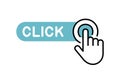 Click here button with hand icon Royalty Free Stock Photo