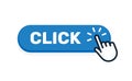 Click here button with hand icon. Vector click web sign cursor symbol. Button isolated Royalty Free Stock Photo