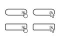 Click Here Button with hand or mouse cursor. Computer mouse cursor or hand pointer symbol. Modern action button