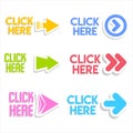 Click here button with hand pointer clicking Royalty Free Stock Photo