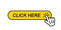 Click here button with hand pointer clicking. Royalty Free Stock Photo