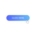 Click here button with hand pointer clicking. Modern flat style vector illustration Royalty Free Stock Photo