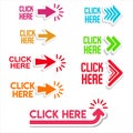 Click here button with hand pointer clicking Royalty Free Stock Photo