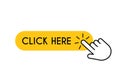 Click here button. Hand pointer mouse cursor. Touch digital symbol. Vector sale or searh concept.