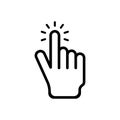 Click here the button hand vector icon line art. Simple modern design illustration Royalty Free Stock Photo