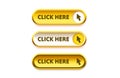 Click here button set, link mouse click. Vector illustration Royalty Free Stock Photo