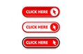 Click here button set, link mouse click. Vector illustration Royalty Free Stock Photo