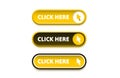 Click here button set, link mouse click. Vector illustration Royalty Free Stock Photo
