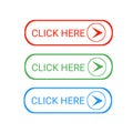 Click here buttons for web icon various color white background Royalty Free Stock Photo