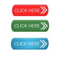 Click here buttons for web icon various color white background 3d Royalty Free Stock Photo