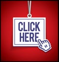 Click Here hanging sign.