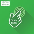 Click here icon. Business concept hand cursor pictogram. Vector Royalty Free Stock Photo