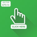 Click here icon. Business concept hand cursor pictogram. Vector Royalty Free Stock Photo